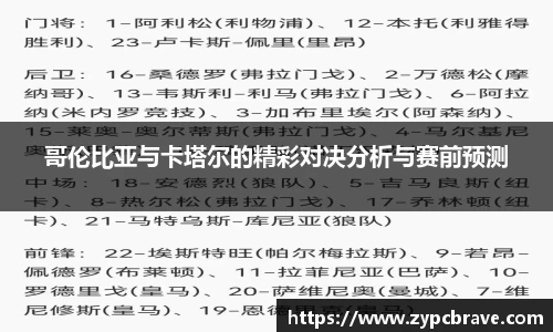 哥伦比亚与卡塔尔的精彩对决分析与赛前预测